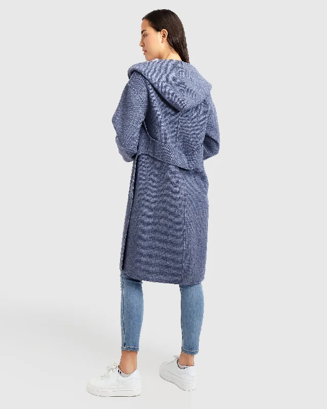 Limited Time retro coatWalk This Way Wool Blend Oversized Coat - Navy Micro Check
