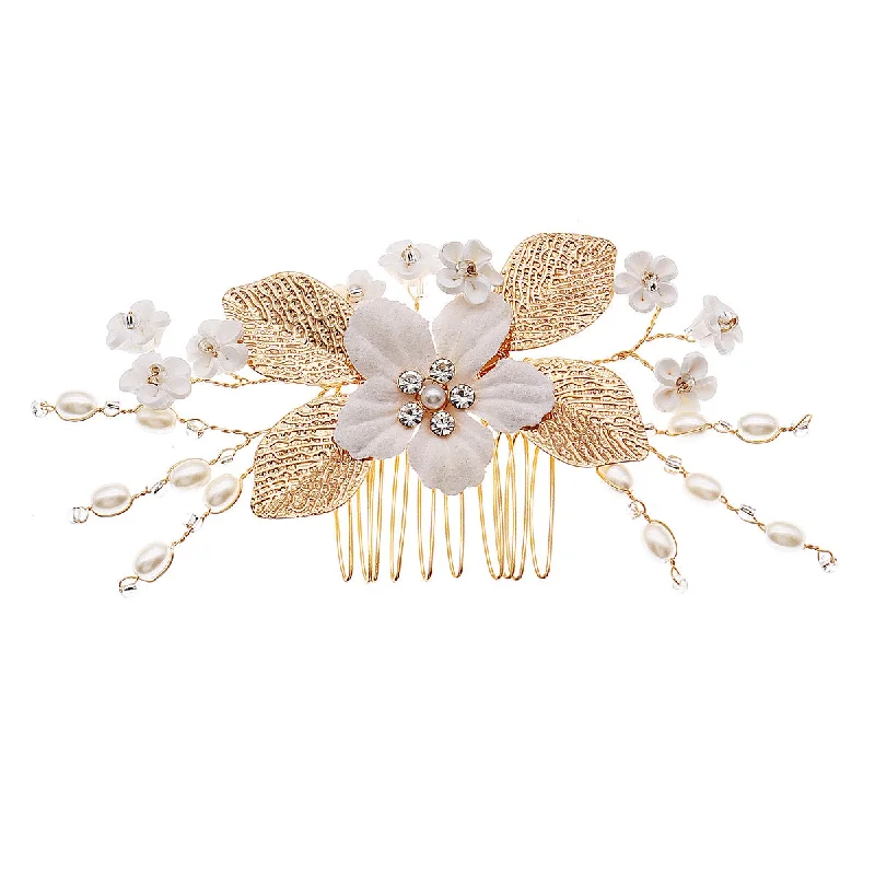 Seasonal Clearance elegant shift dresselegant shift dressBridal headwear Hairpin comb Wedding party wedding photo hairpin white polymer clay flower hair comb  768293185702