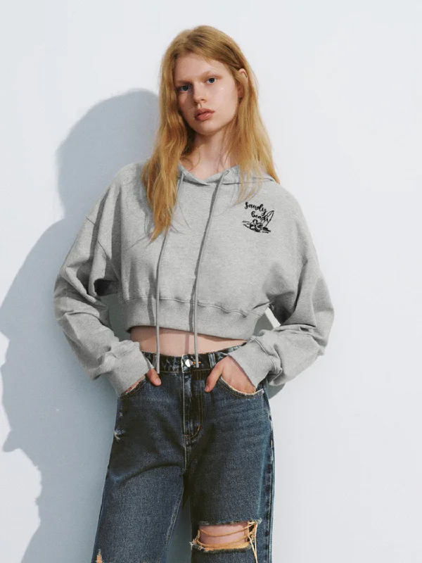 Crazy Deals Cropped Hooded Loose Sweatshirt