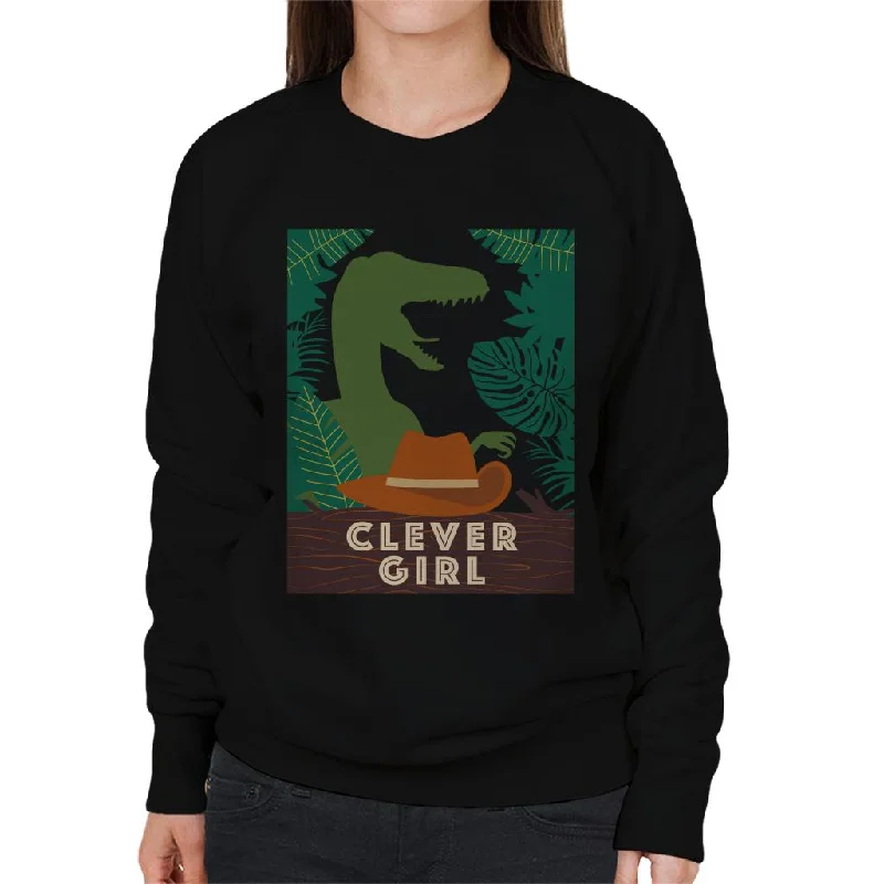 Final Clearance urban sports sweatshirtJurassic Park Velociraptor Silhouette Clever Girl Women's Sweatshirt Final Clearance urban sports sweatshirtJurassic Park Velociraptor Silhouette Clever Girl Women's Sweatshirt