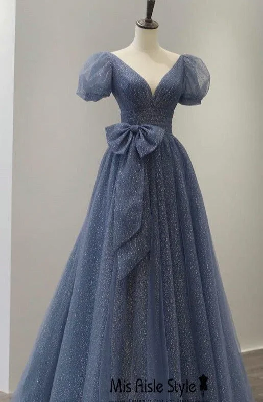 Deal Explosion floral midi dressfloral midi dressShort Sleeve Sparkle Dusty Blue Princess Party Dress