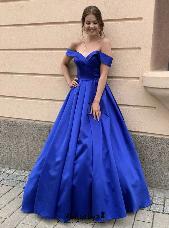 Blowout Deals layered dresslayered dressBall Gown Off Shoulder Sleeve Royal Blue Prom Dress