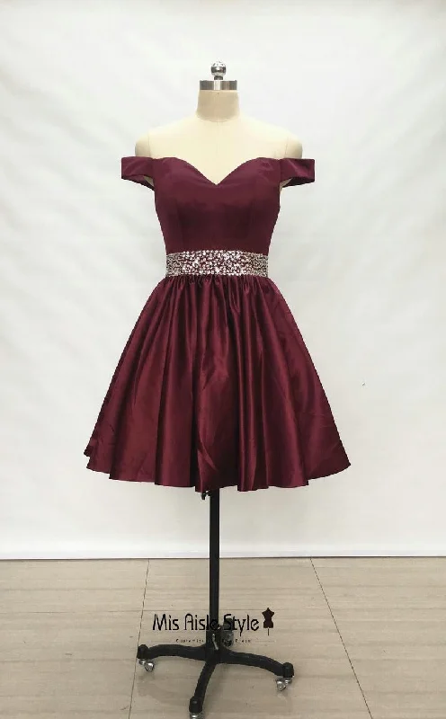 Exclusive Preview luxury dressluxury dressShort Off Shoulder Sleeves Homecoming Dress