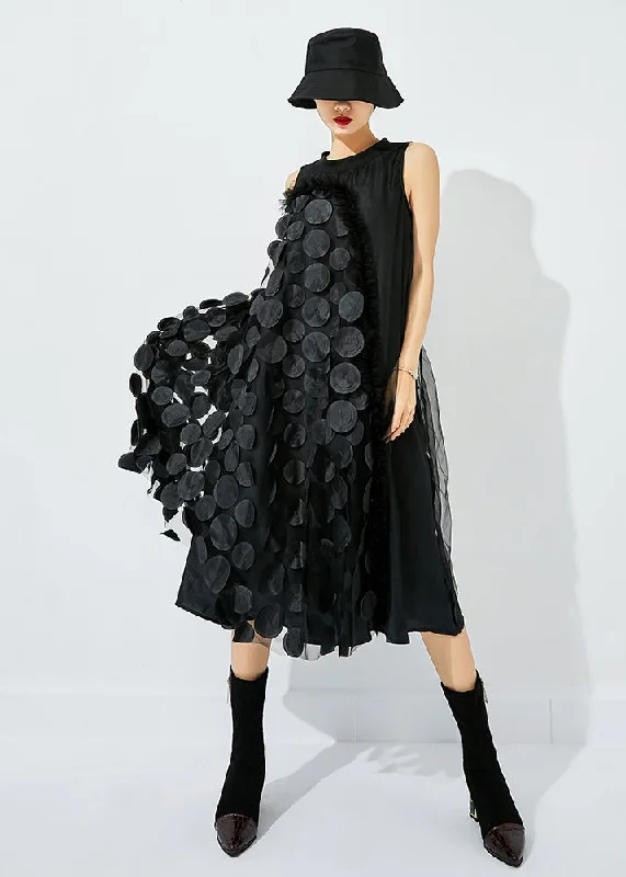 Big Savings floral midi dressfloral midi dressBohemian Black Asymmetrical Patchwork Wrinkled Tulle Maxi Dress Sleeveless