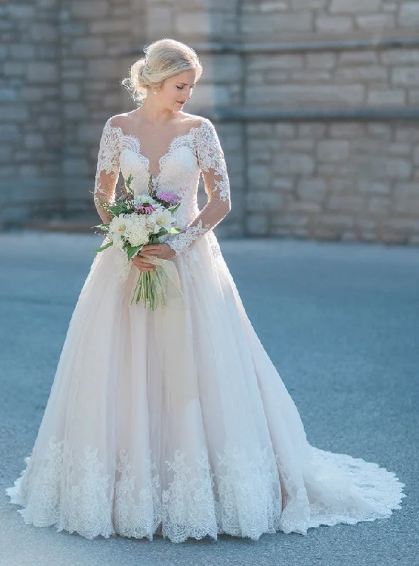 Members Only long sleeve dresslong sleeve dressLong Sleeve Illusion Lace Bridal Dresses