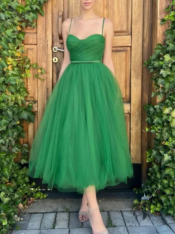 Incredible Offers one-shoulder dressone-shoulder dressGreen Tulle Tea Length Prom Dresses, Short Green Homecoming Dresses, Green Formal Evening Dresses SP2456