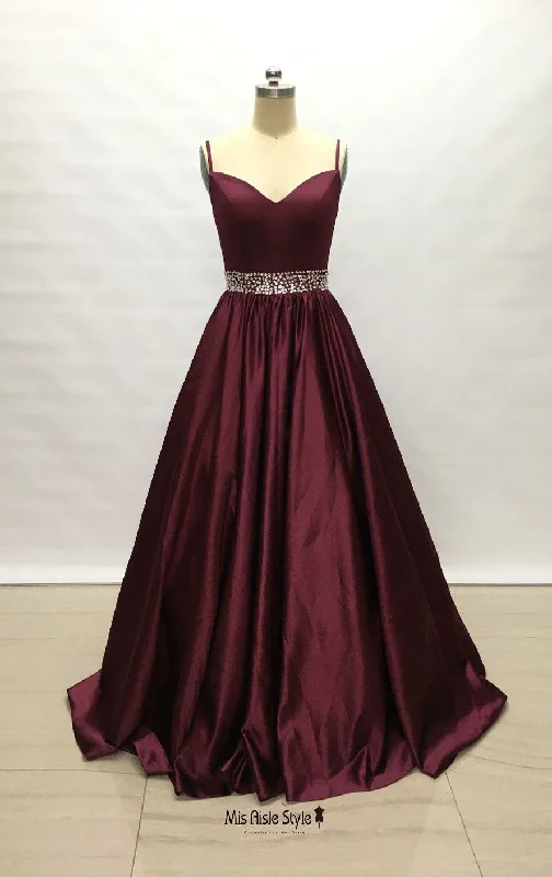 Mega Sale printed dressprinted dressBall Gown Spaghetti Straps Burgundy Prom Dress
