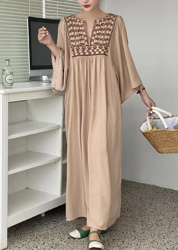 Extra Savings one-shoulder dressone-shoulder dressSimple Khaki Embroideried Oversized Cotton Vacation Dresses Batwing Sleeve Extra Savings one-shoulder dressone-shoulder dressSimple Khaki Embroideried Oversized Cotton Vacation Dresses Batwing Sleeve