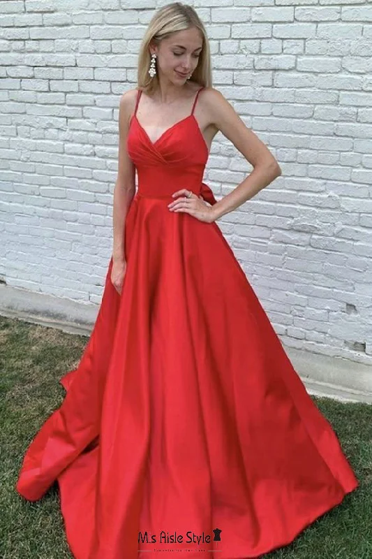 New Markdowns casual dresscasual dressSimple Spaghetti Straps Red Prom Dress