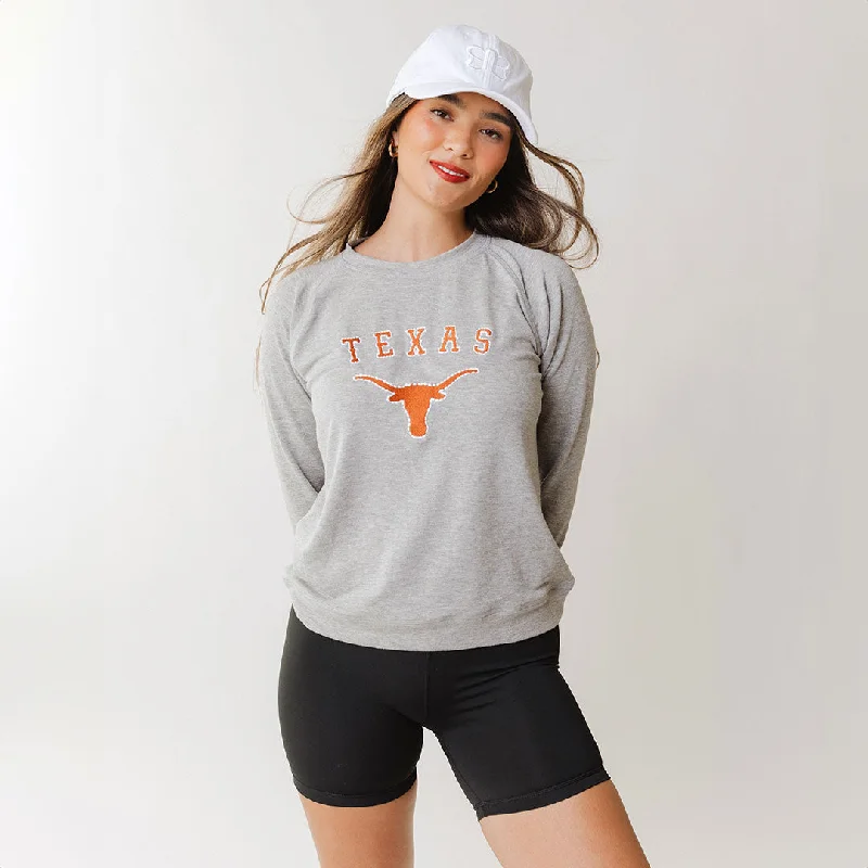 Shop and Save Texas Embroidered Campus Crew, Heather Grey