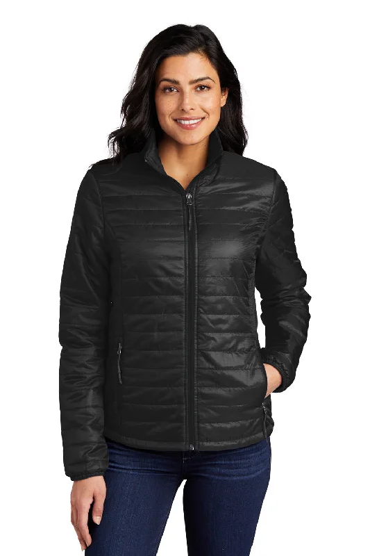 Savings Spectacular premium coatPort Authority Womens Water Resistant Packable Puffy Full Zip Jacket - Deep Black