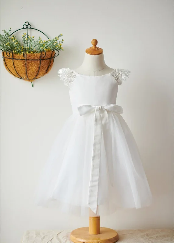 satin dressLovely Off White Flower Girl Dress