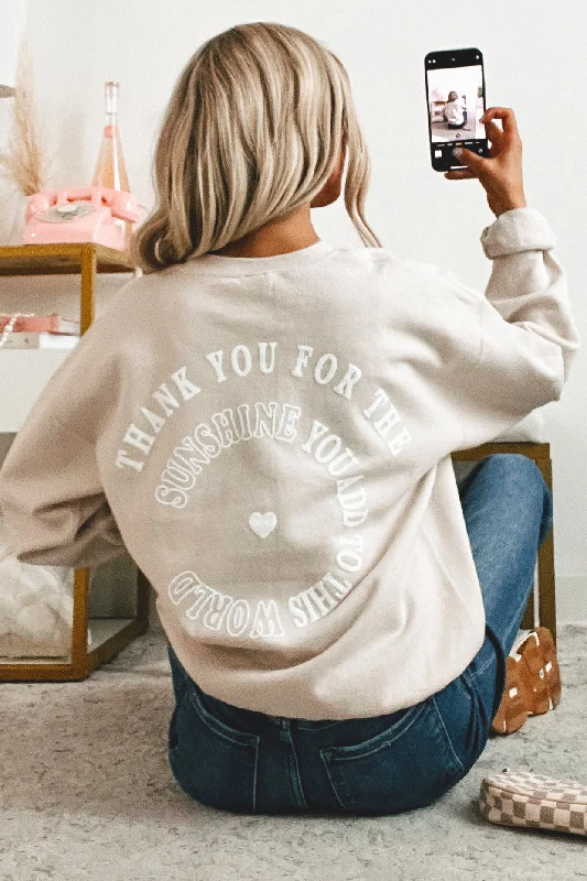 high-quality athletic sweatshirt"You Add To This World" Double-Sided Graphic Sweatshirt (Oatmeal)