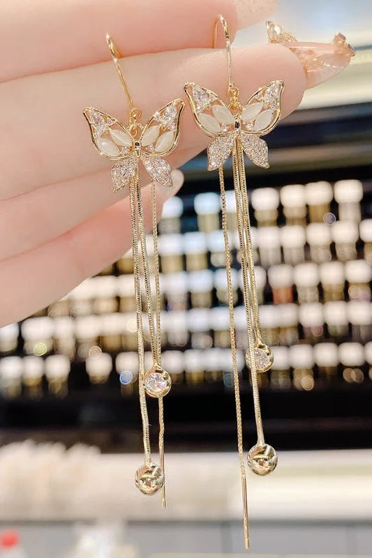 boho-chic dressZircon butterfly fringe earrings Fashion everything earrings 653045976680