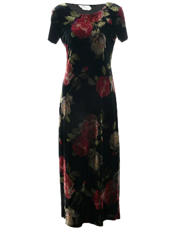 Limited Time Offer trendy casual outerwearFloral Print Evening Dress - M