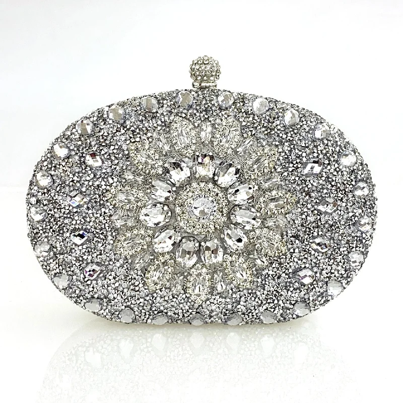 summer dressShell full of diamonds glitter glass rhinestones wedding banquet dinner bag 736519933092