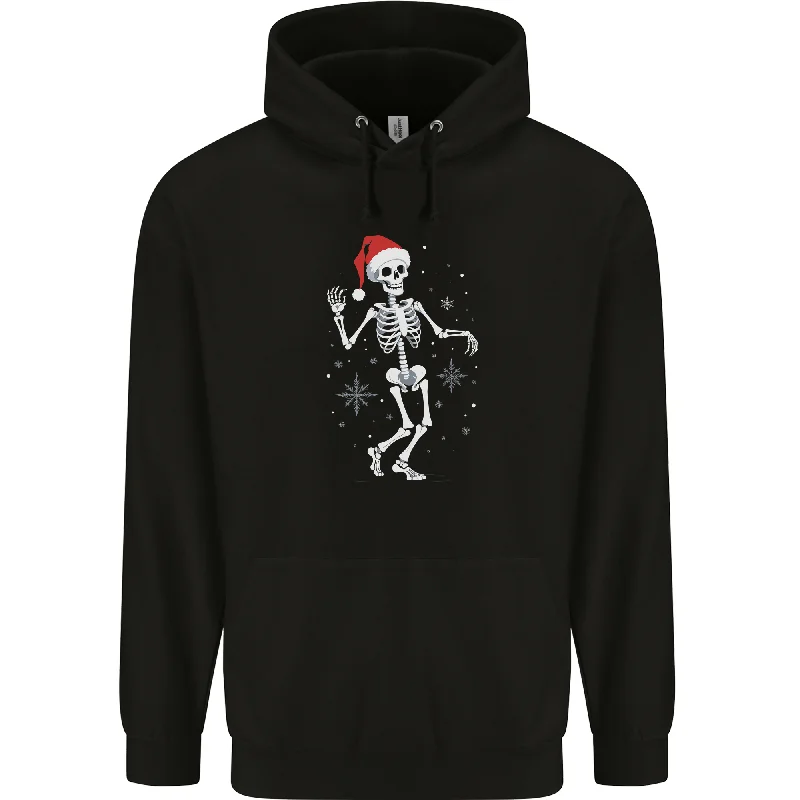 Overstock fashion casual hoodieA Christmas Skeleton Wearing a Xmas Hat Skull Mens 80% Cotton Hoodie
