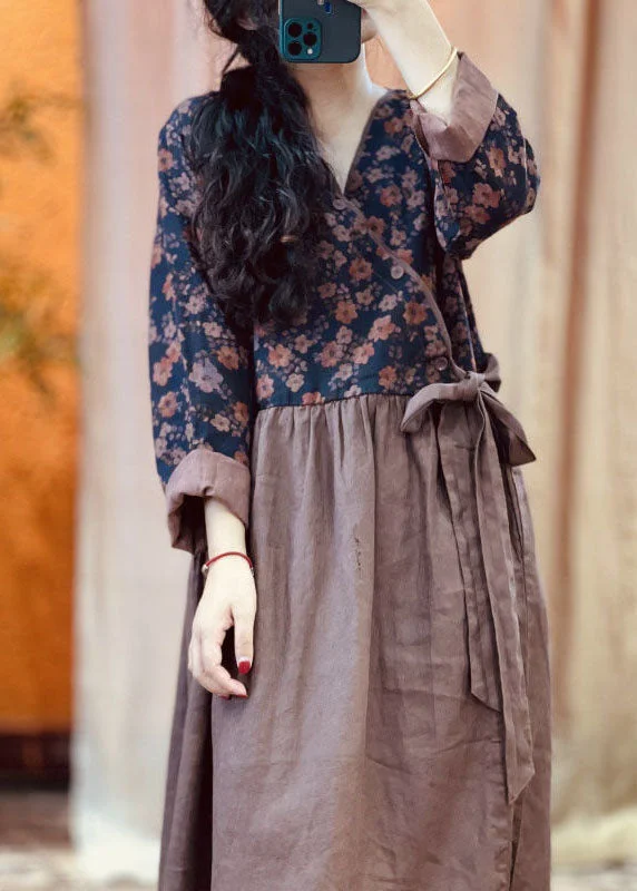 Special Savings romantic dressromantic dressArt Colorblock V Neck Patchwork Print Lace Up Linen Dress Spring Special Savings romantic dressromantic dressArt Colorblock V Neck Patchwork Print Lace Up Linen Dress Spring
