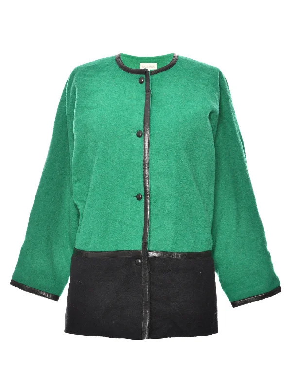 Unbeatable Prices trendy puffer coatGreen & Black Two-Tone Wool Coat - L