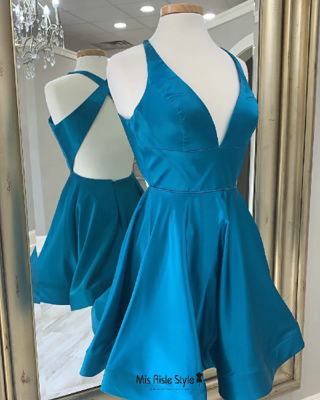 Great Deals elegant shift dresselegant shift dressShort Criss Cross Back Blue Homecoming Dress