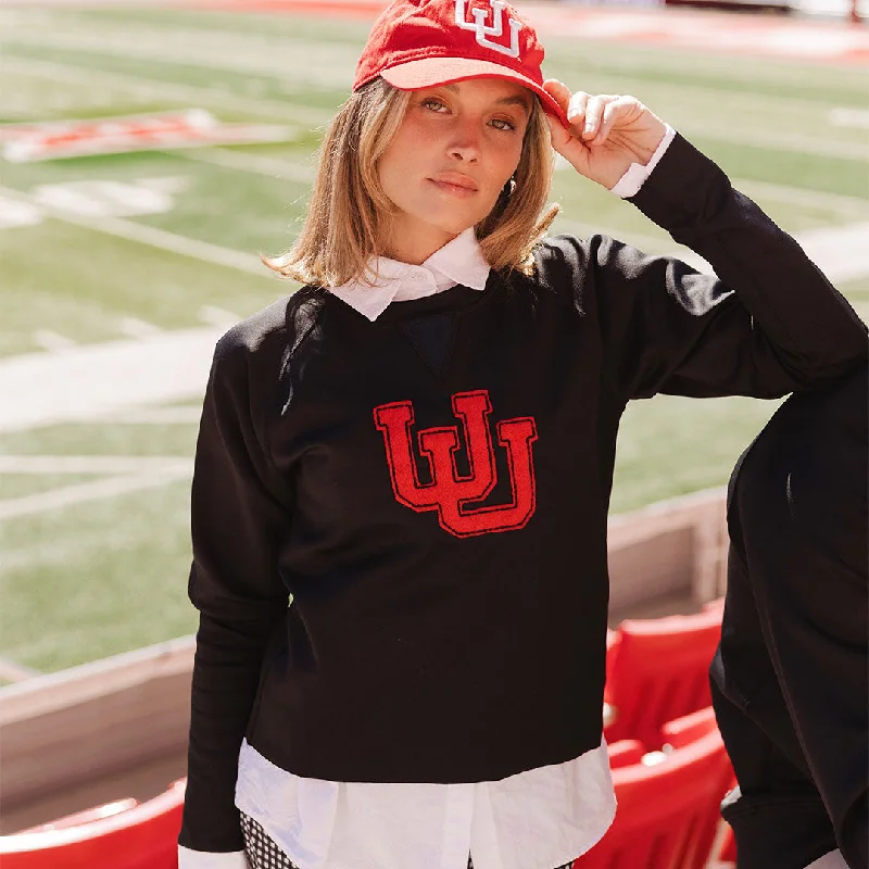 Price Reduction Utah Embroidered Neo Crew, Let's Go U Black