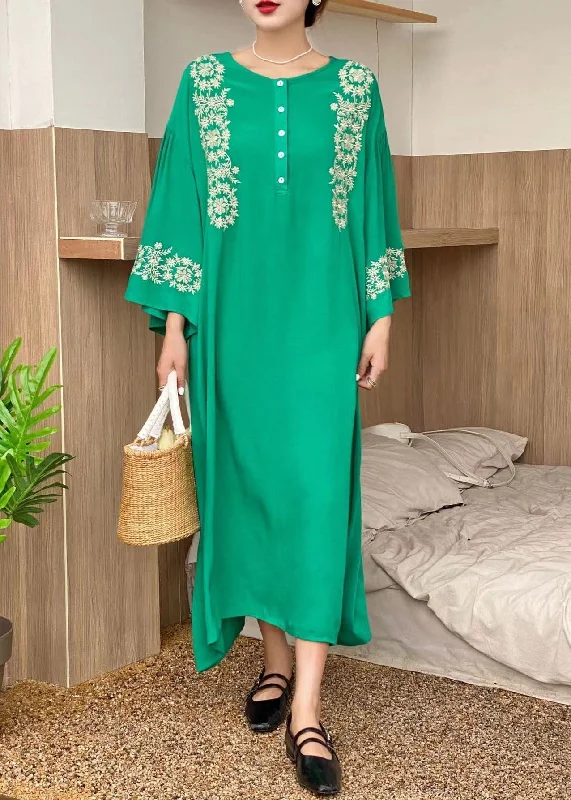 Seasonal Sale pleated maxi dresspleated maxi dressBohemian Green O-Neck Embroideried Cotton Dress Flare Sleeve Seasonal Sale pleated maxi dresspleated maxi dressBohemian Green O-Neck Embroideried Cotton Dress Flare Sleeve