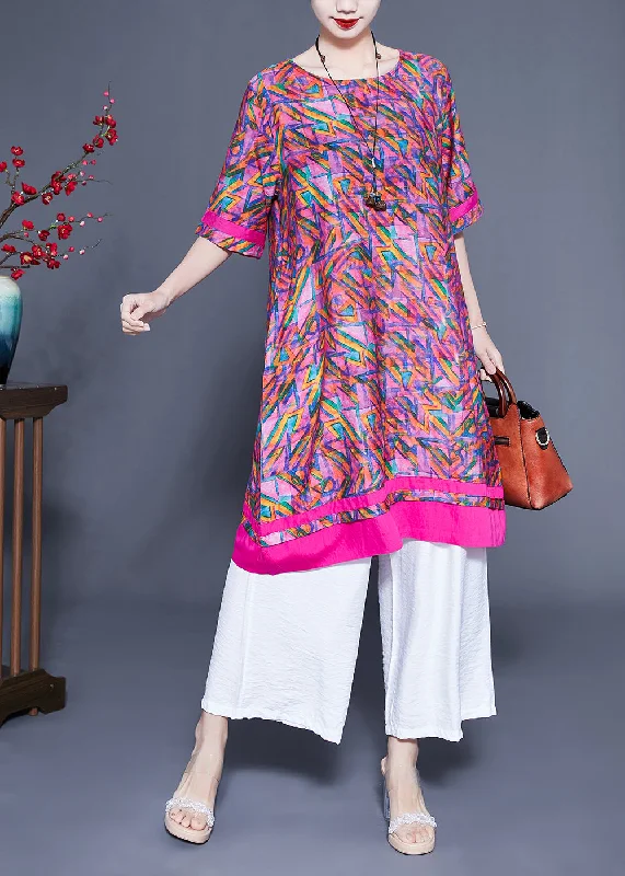 Crazy Deals sophisticated dresssophisticated dressCasual Rose Oversized Print Linen Silk Robe Dresses Summer