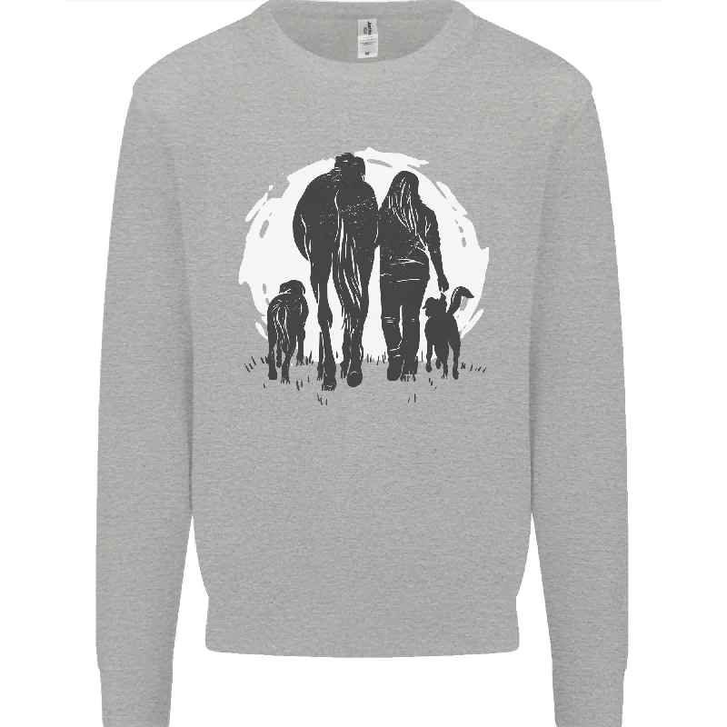 Anniversary Sale workout style hoodieA Horse and Dogs Equestrian Riding Rider Mens Sweatshirt Jumper