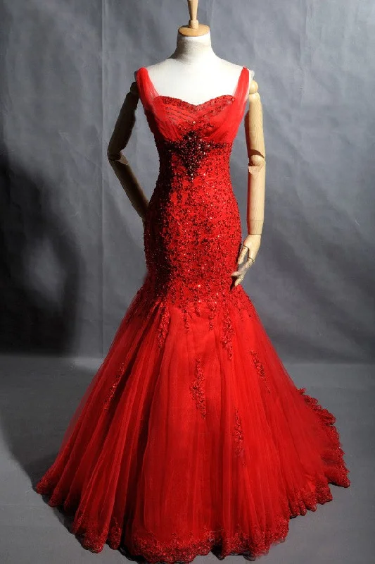 Doorbuster Deal ruched dressruched dressMermaid Red Sparkle Evening Dress