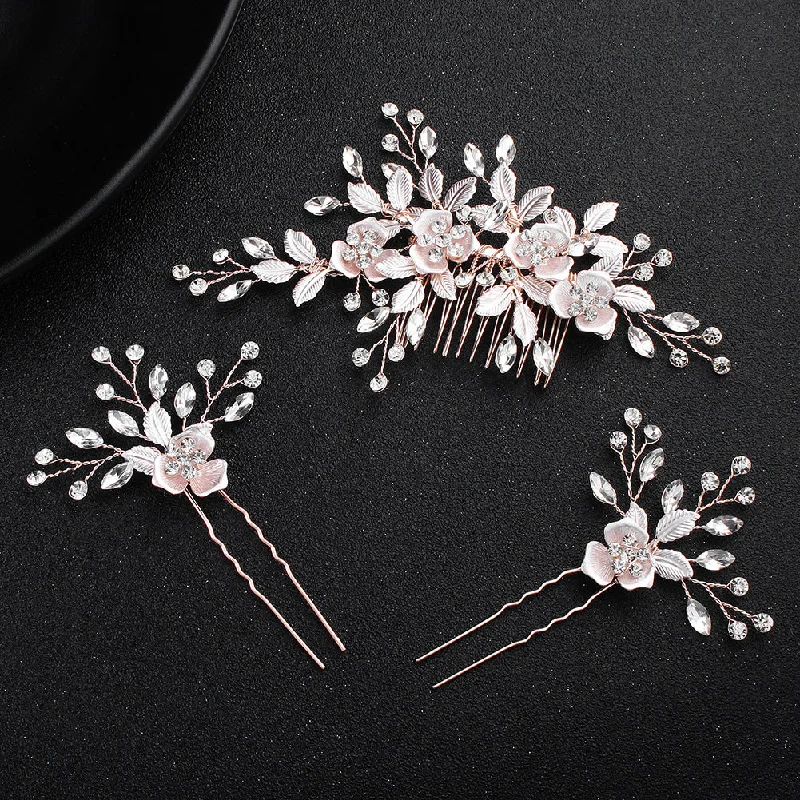 Unmissable Offer floral wrap dressfloral wrap dressBridal Headwear Flower Leaf Hair Comb Pin Exquisite hair ornaments Alloy flower Hairpin comb set 566273410210