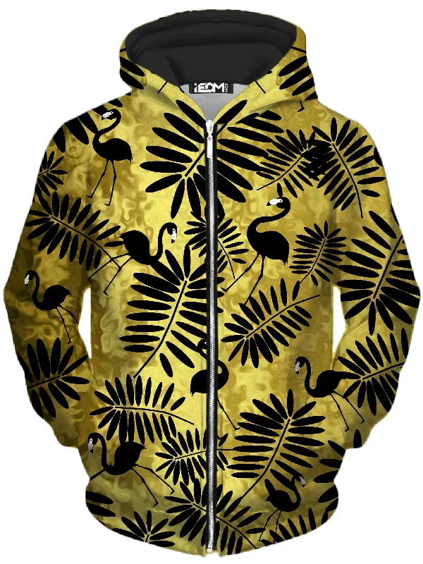 Reduced Prices casual hoodieTropical Black Flamingos Unisex Zip-Up Hoodie