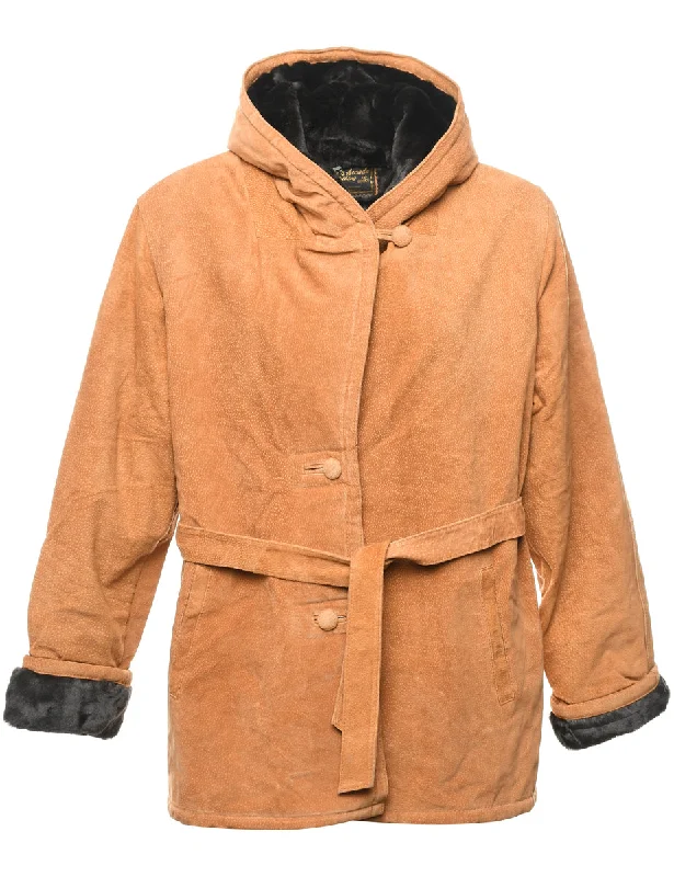 Special Savings chic padded coatBrown Hooded Coat - L