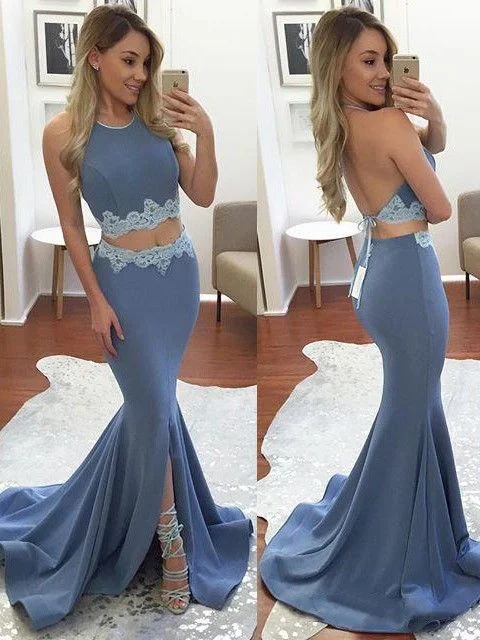 Bargain Bin statement dressstatement dressSexy Mermaid Open Back Halter Neckline Slit Evening Dress