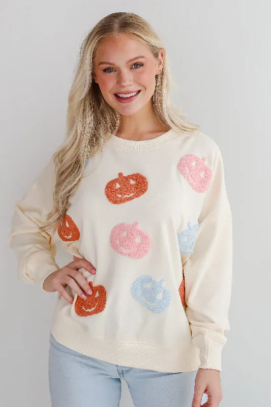 Super Bargain trendy gym wear hoodieFINAL SALE - Spooky Season Cream Pumpkin Pullover Super Bargain trendy gym wear hoodieFINAL SALE - Spooky Season Cream Pumpkin Pullover