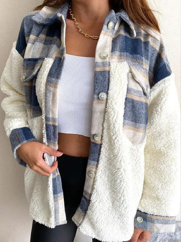 Stock Clearance Fuzzy Button Up Long Sleeve Jacket