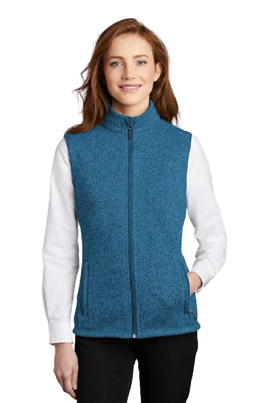 Buy More, Save More tailored coatPort Authority Womens Sweater Fleece Full Zip Vest - Heather Medium Blue - Closeout