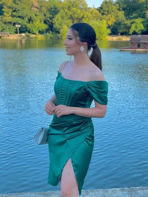 Huge Discounts pleated dresspleated dressOff Shoulder Green Satin Short Prom Dresses, Mermaid Green Homecoming Dresses, Off the Shoulder Green Formal Evening Dresses SP2746 Huge Discounts pleated dresspleated dressOff Shoulder Green Satin Short Prom Dresses, Mermaid Green Homecoming Dresses, Off the Shoulder Green Formal Evening Dresses SP2746