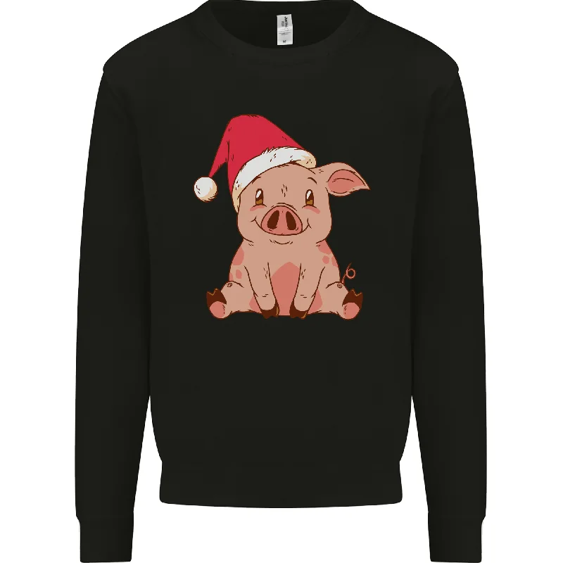 slim fit workout hoodieA Happy Christmas Pig Funny Xmas Mens Sweatshirt Jumper