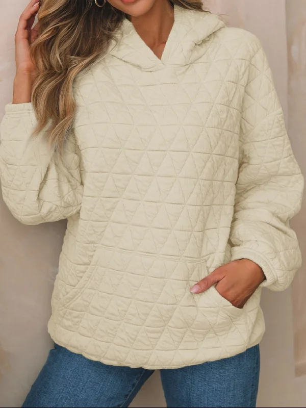 Lowest Prices Textured Long Sleeve Hoodie with Pockets