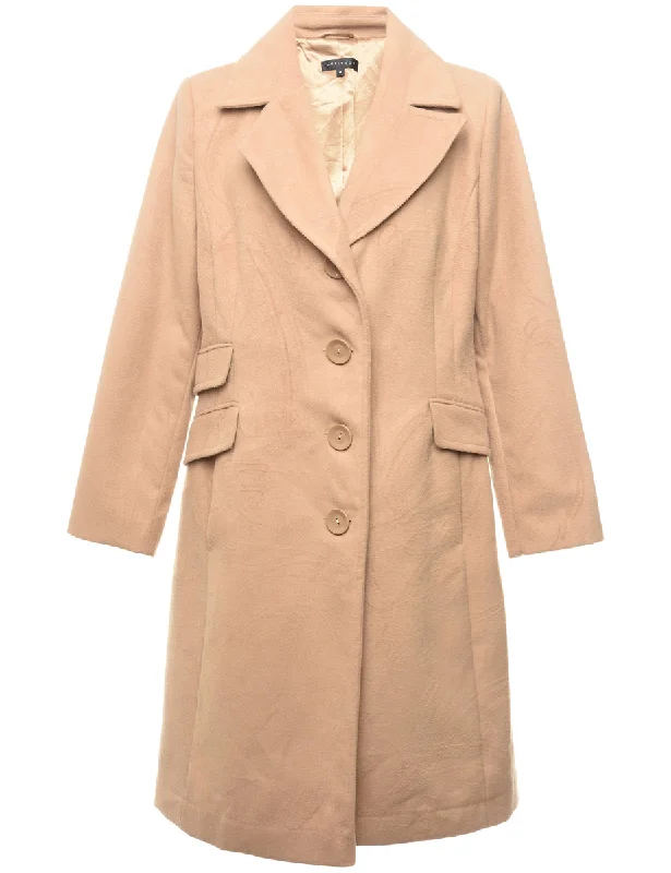 Hurry In comfortable winter coatBeige Classic Single-Breasted Wool Coat - L