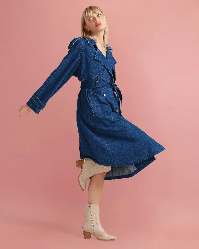 Super Deal outdoor adventure coatWild Skies Denim Trench - Mid Denim