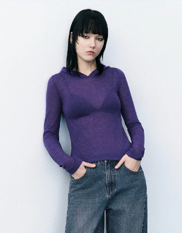New Markdowns Skinny Hooded Knitted T-Shirt