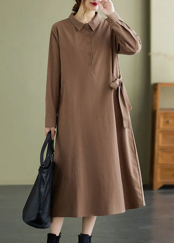 Must-Have Deals modern dressmodern dressWomen Khaki Peter Pan Collar tie waist Cotton Dresses Spring Must-Have Deals modern dressmodern dressWomen Khaki Peter Pan Collar tie waist Cotton Dresses Spring