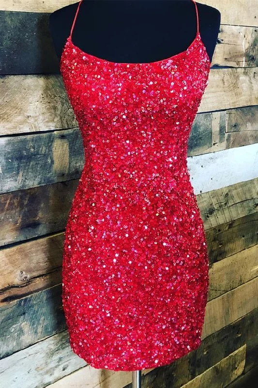 Exclusive Deal party dressparty dressSparkle Red Fitted Short Homecoming Dress