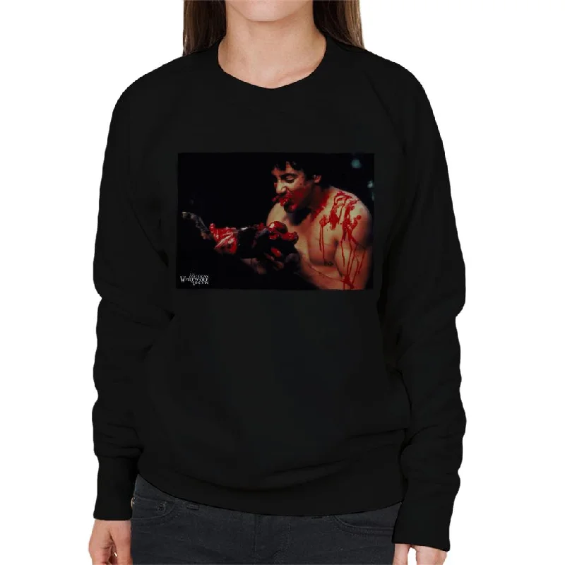 trendy gym wear hoodieAn American Werewolf In London David Kessler Eating Women's Sweatshirt