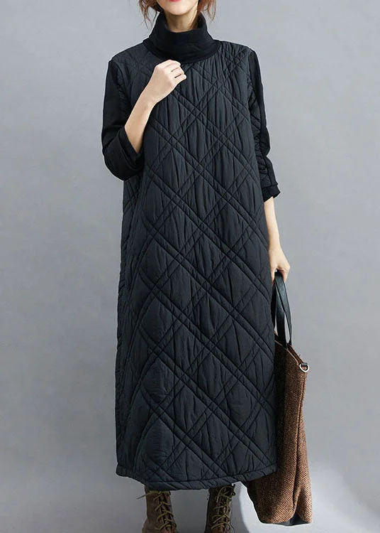Price Drop textured dresstextured dressFine Black Turtle Neck Patchwork Fine Cotton Filled Dresses Winter Price Drop textured dresstextured dressFine Black Turtle Neck Patchwork Fine Cotton Filled Dresses Winter