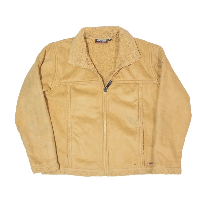 One-DAY Sale casual utility jacketMUSTO Sherpa Lined Jacket Beige Faux Suede Womens S