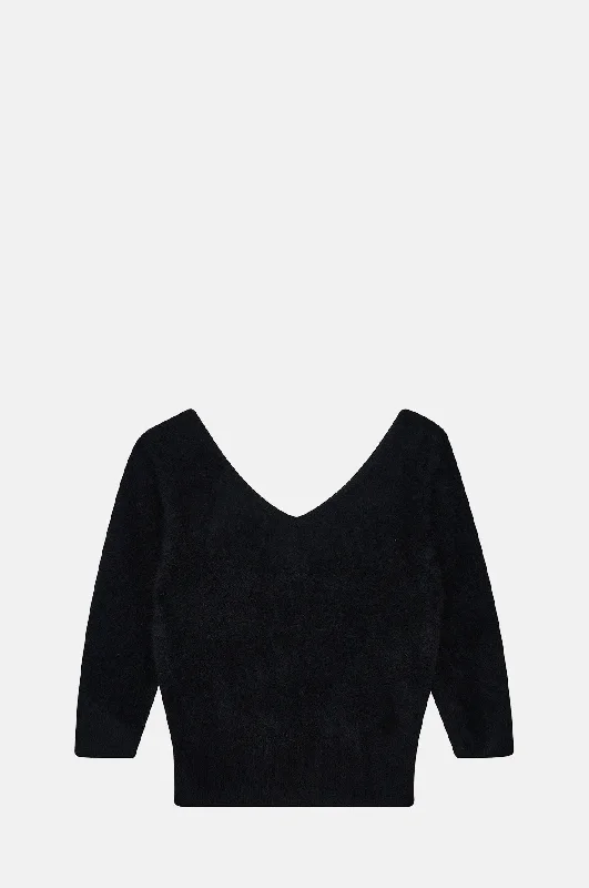 Weekend Special trendy fitness sweatshirtBrushed Vee Knit Black