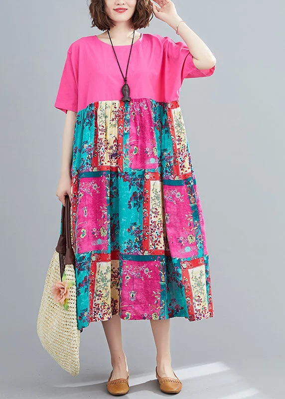 Super Bargain flowy maxi dressflowy maxi dressLoose Rose Oversized Patchwork Cotton Long Dresses Summer