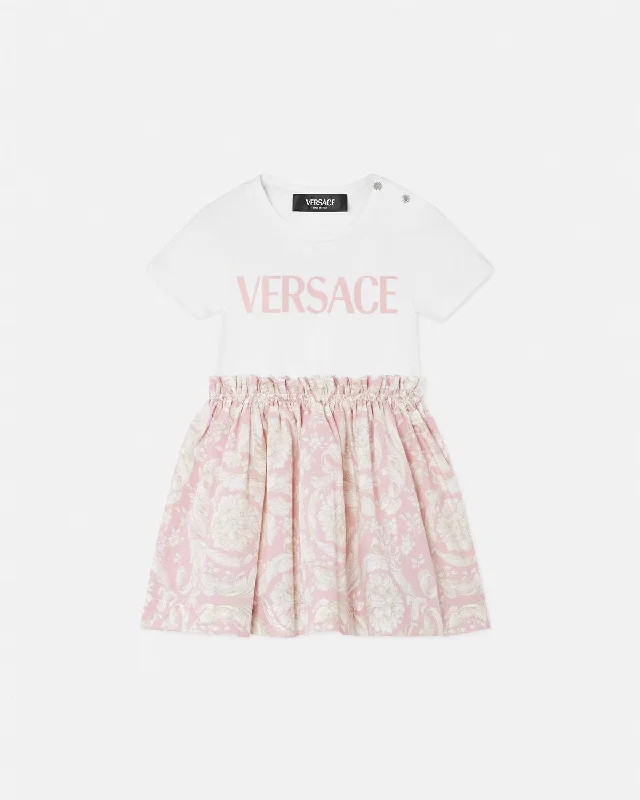 floral midi dressVersace Baby Girls Barocco Logo Dress in White